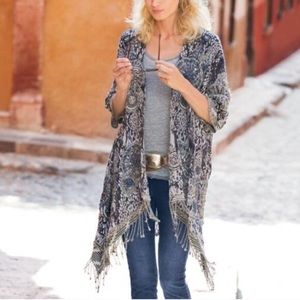 Soft Surroundings Emory Cardigan Sequin Fringe Duster Jacket S/M